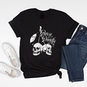 T-shirt Cerise crâne Éffrayante et Halloween gothique doux