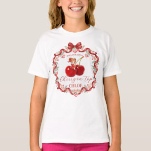 T-shirt Cerise Douce sur le Ruban Coquette Rose Fille