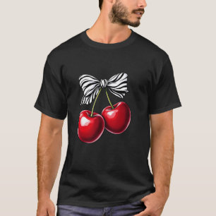 T-shirt Cerise Foncé Ruban Zèbre Nœud Coquette Esthétique 
