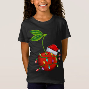 T-Shirt Cerise Fruit Lover Noël Santa Hat Cerise Noël