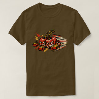T-shirt Cerise Twin Striker — Duo Fighter Rétro Vintage