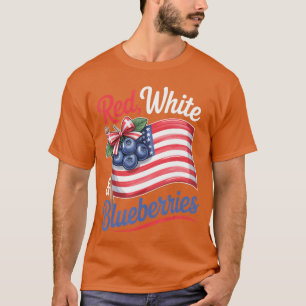 T-shirt Cerises Blanches Myrtilles Coquette Drapeau Nœud d