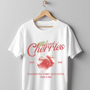 T-shirt Cerises Douces Vintage Demi-teinte Fruit Défendu