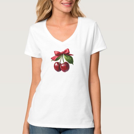 T-shirt Cerises et une corneille (Devant)