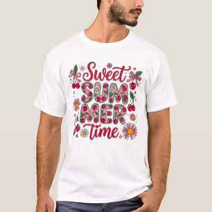 T-shirt Cerises Fleurs de Marguerites Coquettes de l'Été R