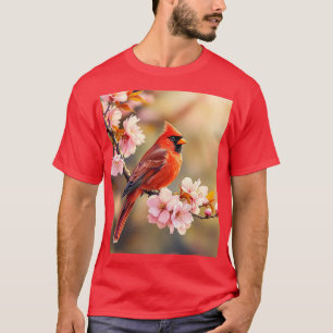 T-shirt Cerisier d'oiseaux rouges mignons Imaginaire