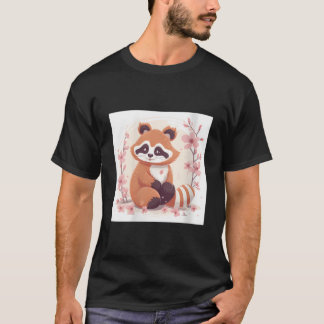 T-shirt Cerisier Fleur Et Style Doux Panda Rouge