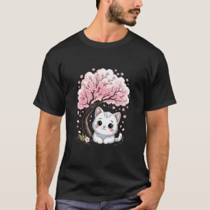 T-shirt Cerisier Fleur Japonaise Arbre Doux chat Chaton Ja