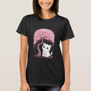 T-shirt Cerisier Fleur Japonaise Arbre Doux chat Chaton Ja
