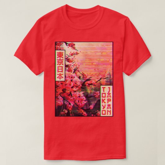 T-shirt Cerisier Sakura Tokyo Japon Vaporwave A (Design devant)