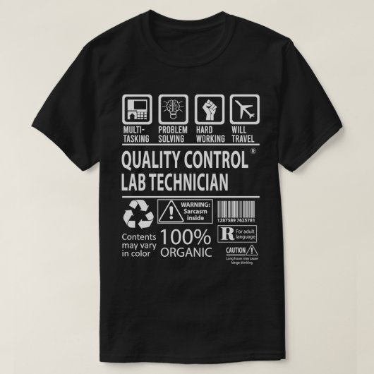 T-shirt Certif multitâche multitâche du technicien de labo (Design devant)