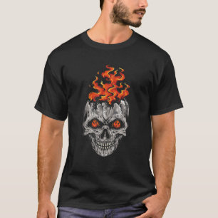 T-shirt Cerveau Du Crâne Sur Le Tatouage Du Feu