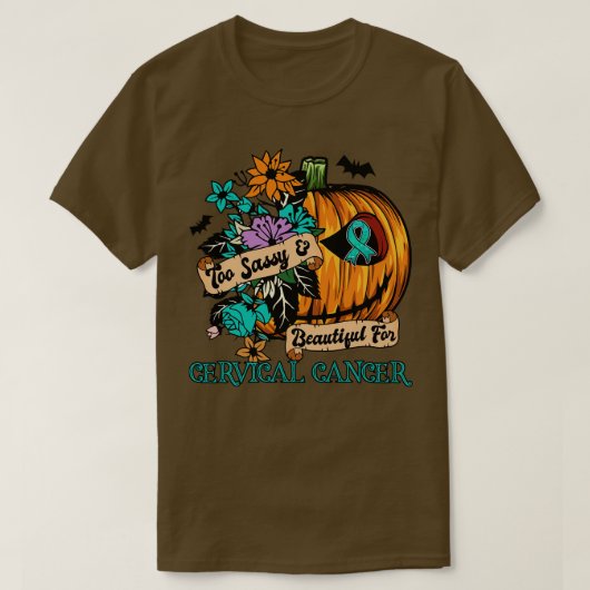T-shirt Cervical Sensibilisation rétro halloween citrouill (Design devant)
