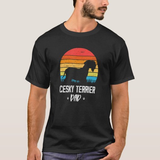T-shirt Cesky Terrier Papa Retro (Devant)