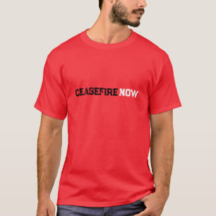 T-shirt Cessez le feu Maintenant noir blanc rouge grunge t