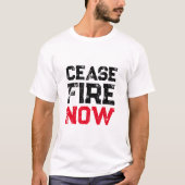 T-shirt Cessez le feu maintenant noir rouge blanc en détre (Devant)