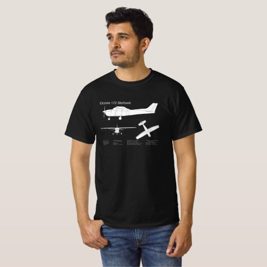 T-shirt Cessna 172 Skyhawk - Plan directeur de l'avion ABD (Devant entier)