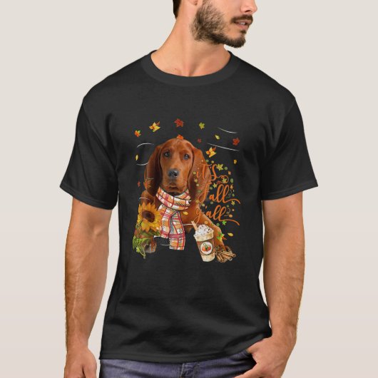 T-shirt C'est Automne Y All Redbone Coonhound Chien Thanks (Devant)