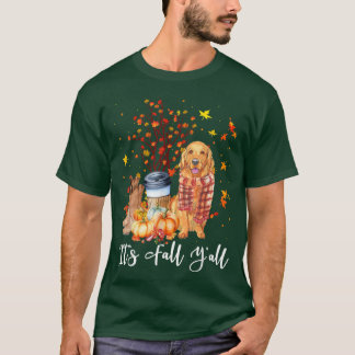 T-shirt C'est automne Y'all Golden Retriever Citrouille ch