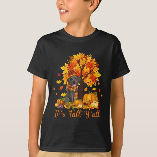 T-shirt C'est automne Y'all Labrador Black Lab Halloween M (Devant)