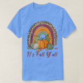 T-shirt C'est Automne Yall Leopard Rainbow Citrouille Auto (Design devant)