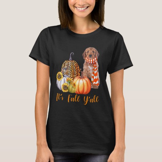 T-shirt C'est Chute Y'all Cockapoo Chien Leopard Citrouill (Devant)