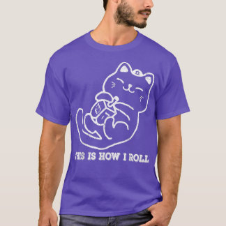 T-shirt C'Est Comme Ça Que Je Roule Dreidel Jeu Drôle Chat