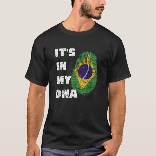 T-SHIRT C'EST DANS MON ADN BRÉSIL PRIDE FINGERPRINT FLAG D (Devant)