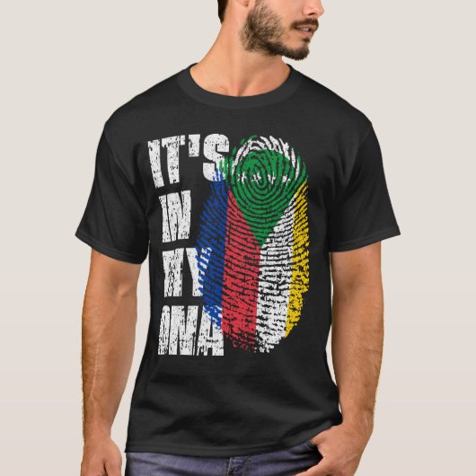 T-shirt C'EST DANS MON ADN Comores Drapeau Drapeau Cadeau (Devant)