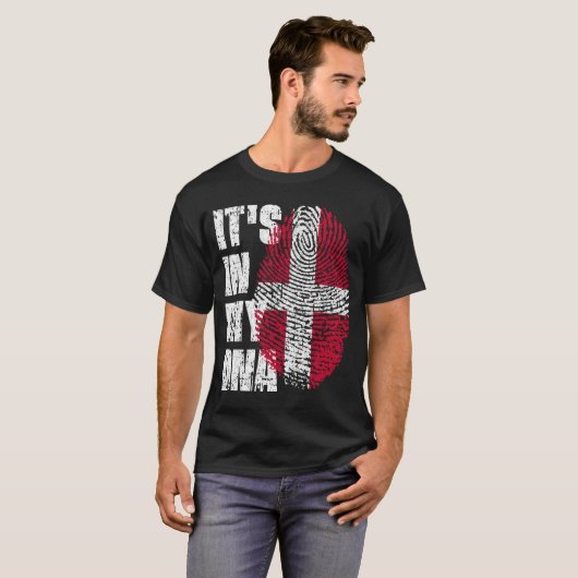 T-shirt C'EST DANS MON ADN Danemark Drapeau Drapeau Drapea (Devant entier)