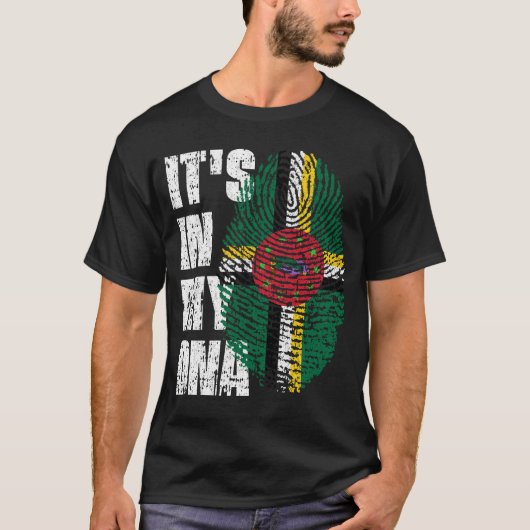 T-shirt C'EST DANS MON ADN Dominica Drapeau Drapeau Don de (Devant)