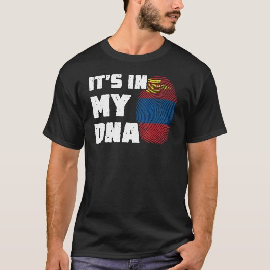 T-shirt C'est dans mon ADN Drapeau de Mongolie Empreinte d (Devant)