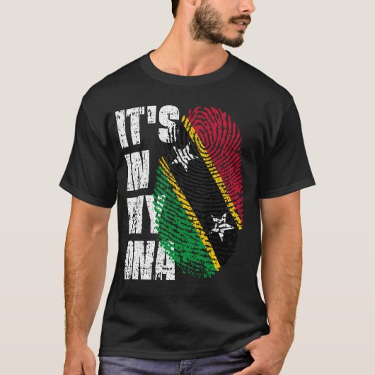 T-shirt C'EST DANS MON ADN Drapeau St Kitts Drapeau Cadeau (Devant)