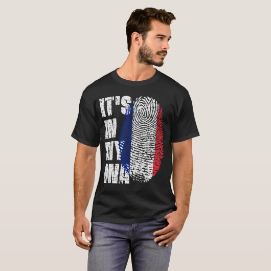 T-shirt C'EST DANS MON ADN France Drapeau Drapeau Cadeau F (Devant entier)
