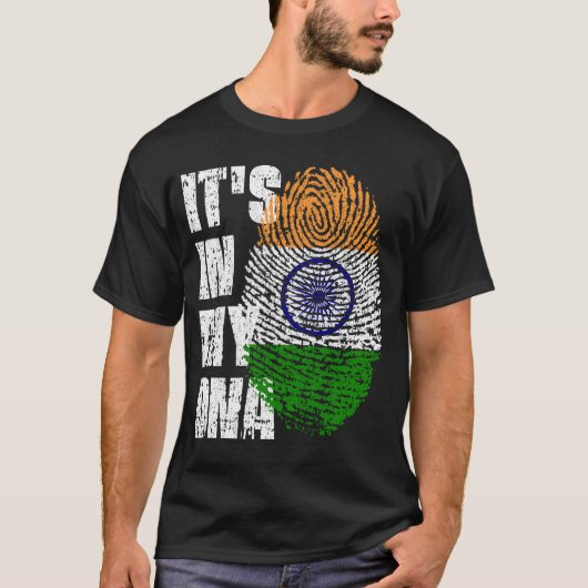T-shirt C'EST DANS MON ADN Inde Drapeau Drapeau Drapeau Do (Devant)