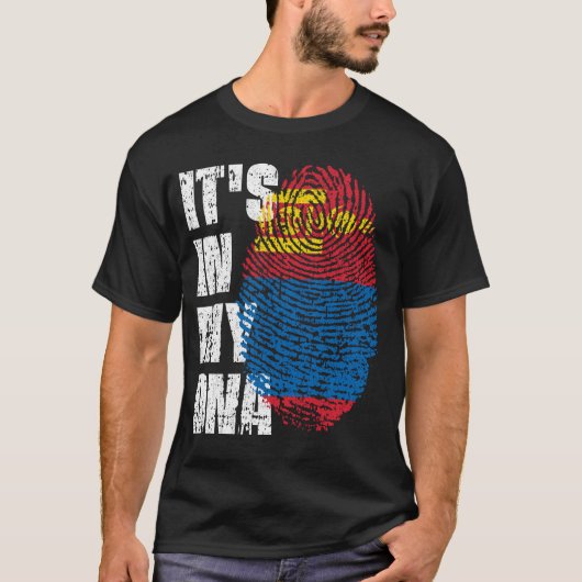 T-shirt C'EST DANS MON ADN Mongolie Drapeau Drapeau Don de (Devant)