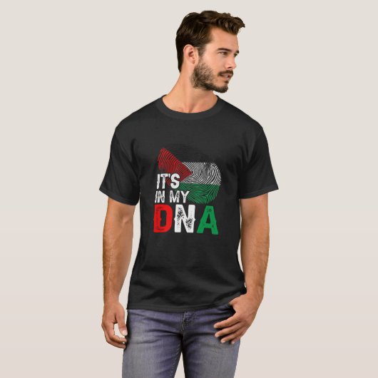 T-shirt C'est dans mon ADN Palestine Drapeau empreintes di (Devant entier)