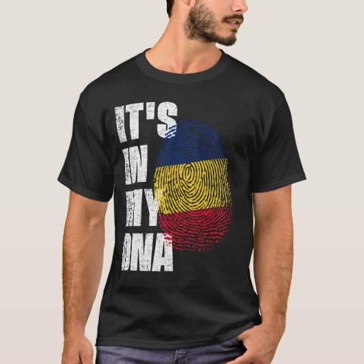 T-shirt C'EST DANS MON ADN Roumanie Drapeau (Devant)