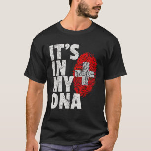 T-shirt C'EST DANS MON ADN Swiss Switzerland Drapeau Fame 