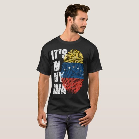 T-shirt C'EST DANS MON ADN Venezuela Drapeau garçon fille (Devant entier)