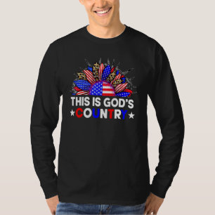T-shirt C'Est Dieu Pays Usa Tournesol Drapeau Américain C