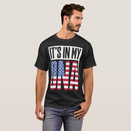 T-shirt C'EST Drôle DANS MON ADN Drapeau Américain USA Rac (Devant entier)