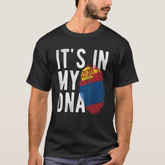 T-shirt C'est drôle dans mon ADN drapeau de Mongolie Empre (Devant)