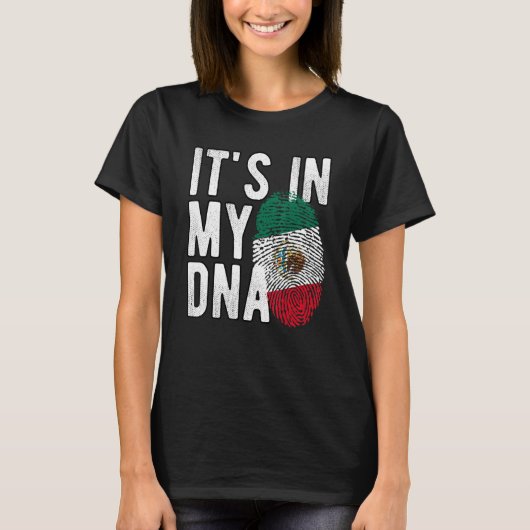 T-shirt C'est drôle dans mon ADN drapeau Mexique Empreinte (Devant)