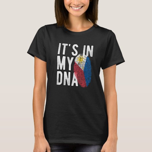 T-shirt C'est drôle dans mon ADN Philippines drapeau Empre (Devant)