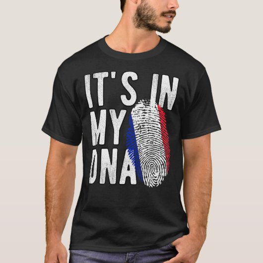 T-shirt C'est drôle dans mon drapeau ADN France Empreinte (Devant)