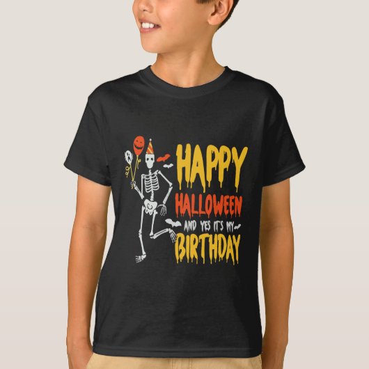 T-shirt C'est Halloween et oui c'est mon Anniversaire Éffr (Devant)