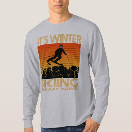 T-SHIRT C'EST HIVER - SKI À L'ESPRIT. (Devant)