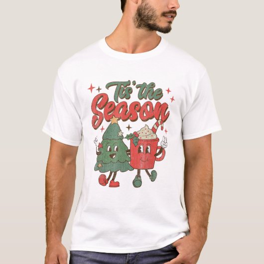 T-shirt C'Est La Saison Café Noël Drôle Snowman Sant (Devant)