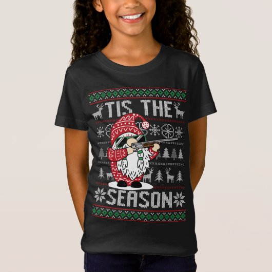 T-Shirt C'Est La Saison Chasse De Cerfs Gnome Reindeer Chr (Devant)